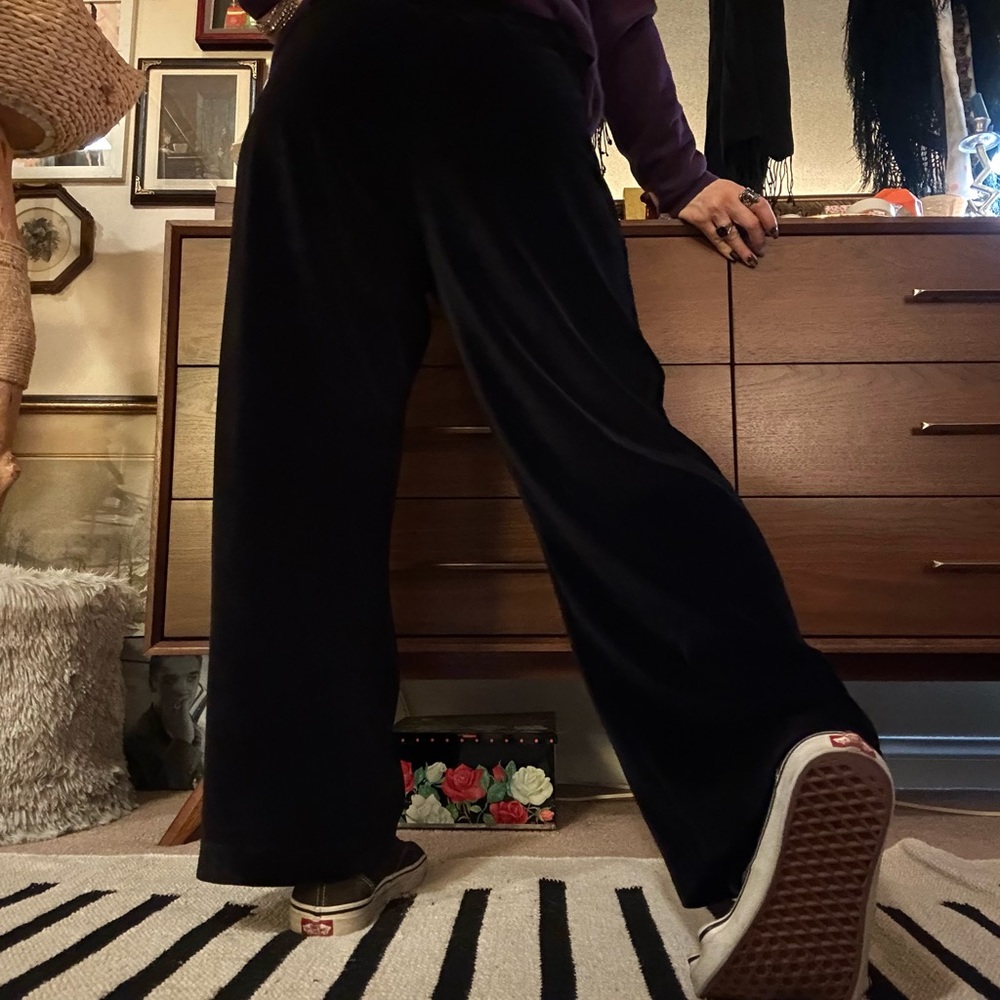 vintage cotton couture black cotton / poly velvet stretch trousers / size medium